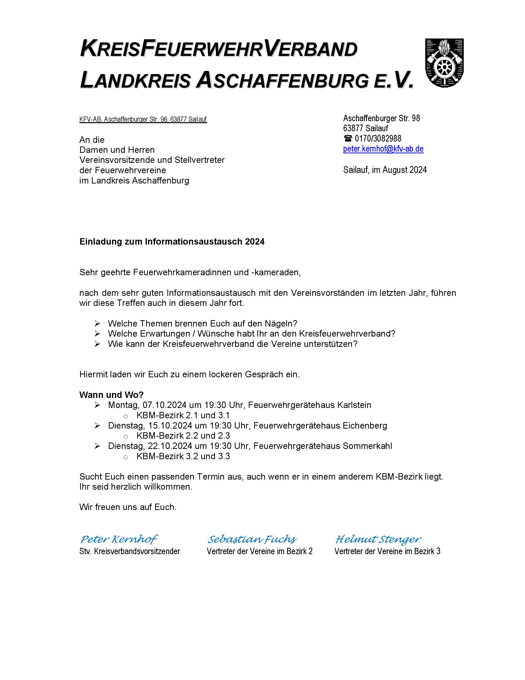 240805 Einladung Vereinsvorstände