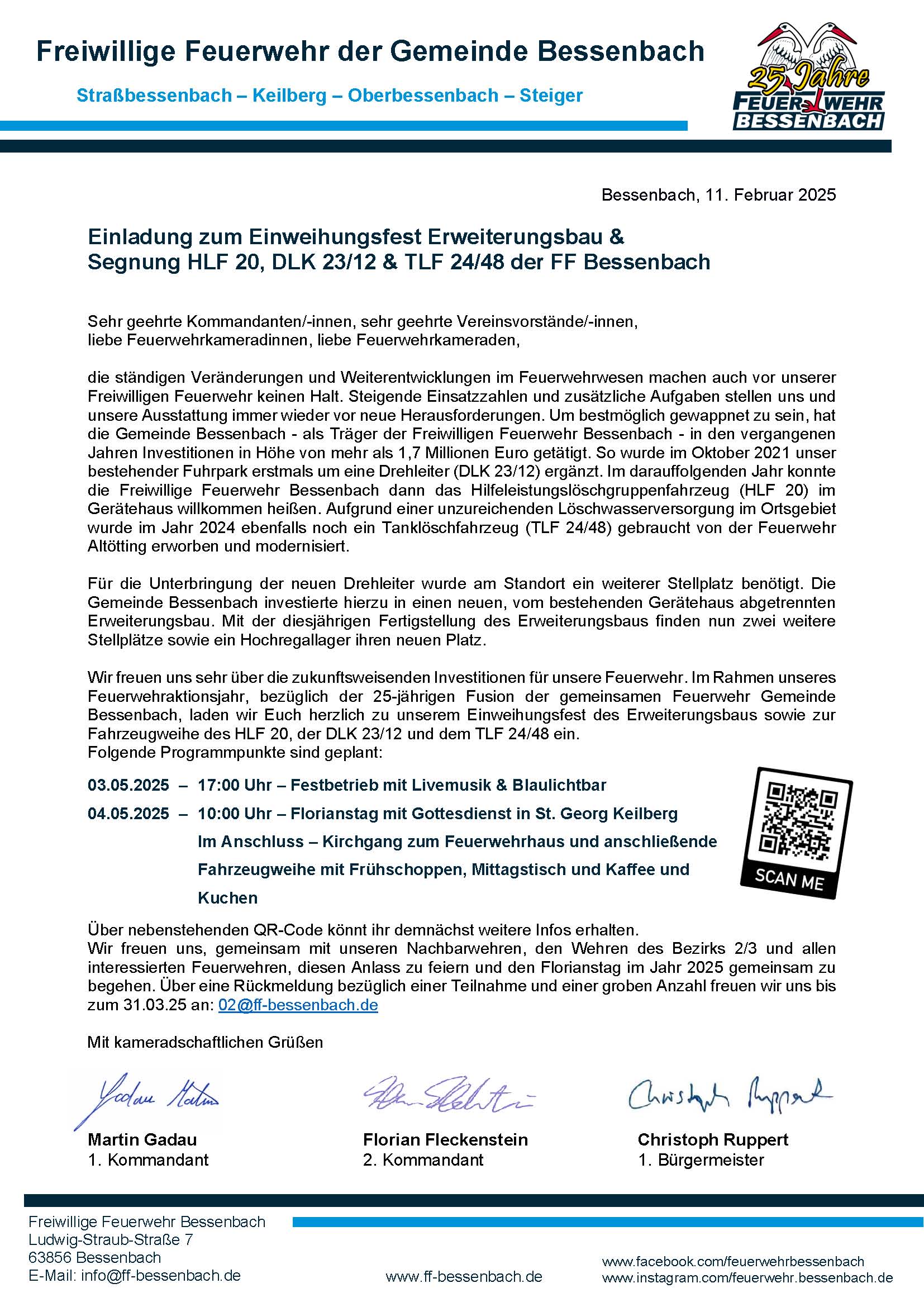 Einladung Einweihungsfest 25 Jahre FFB