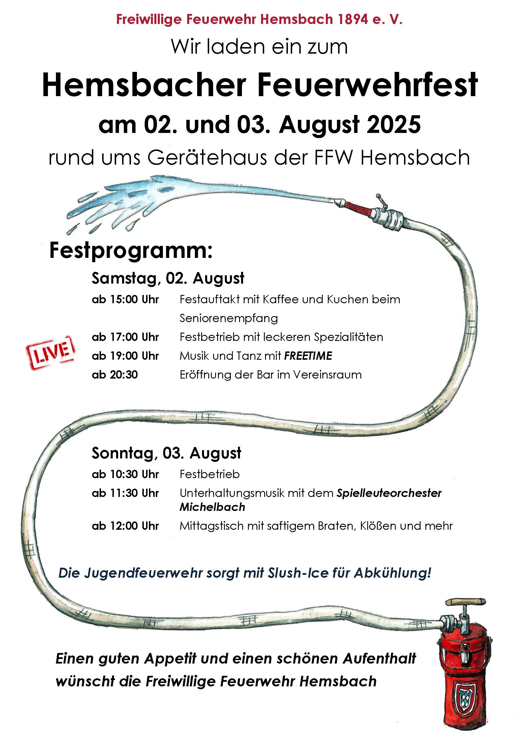 Einladung FFW Fest Hemsbach 2025