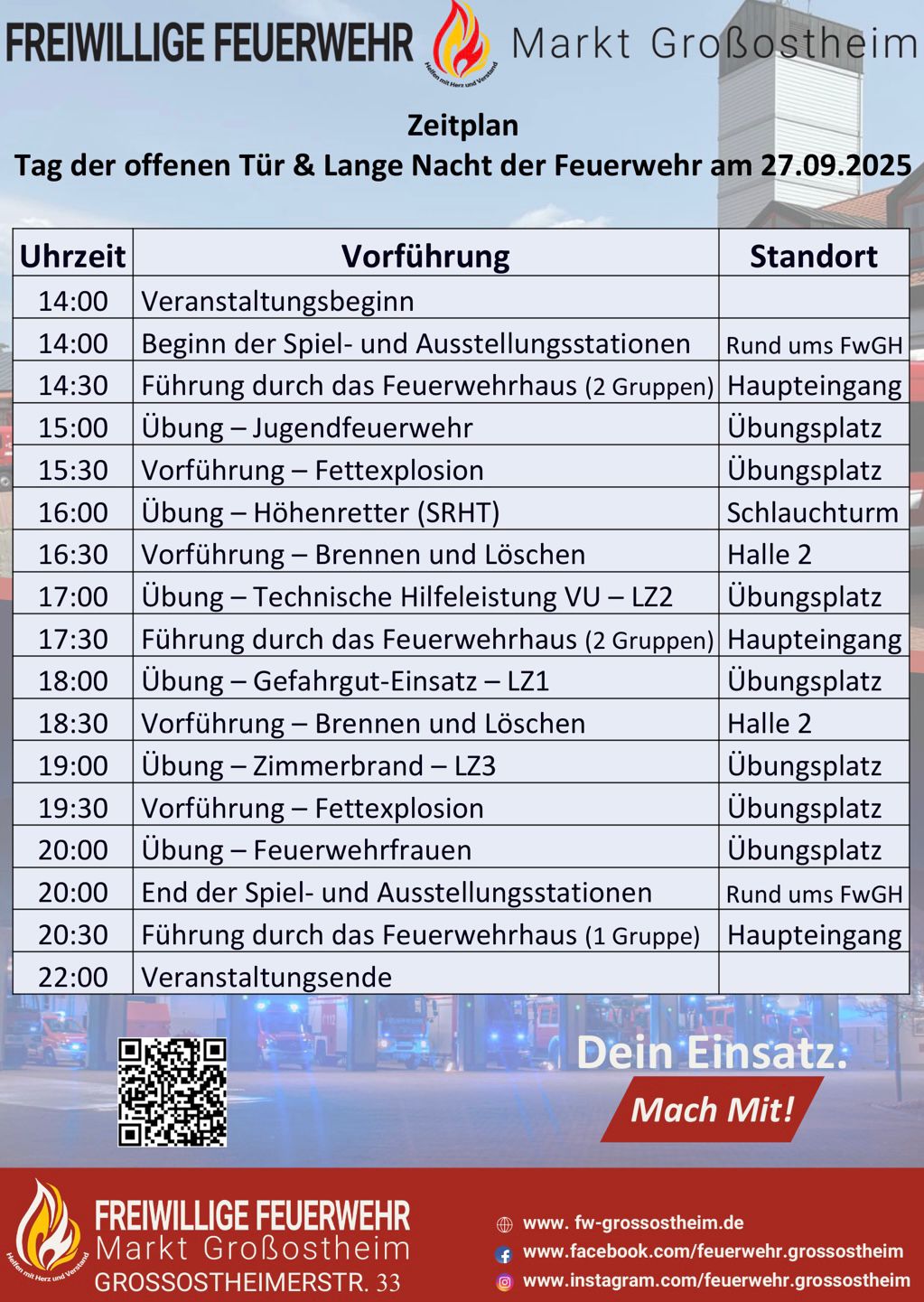 Lange Nacht der Feuerwehr 2025 FF Großostheim Programm