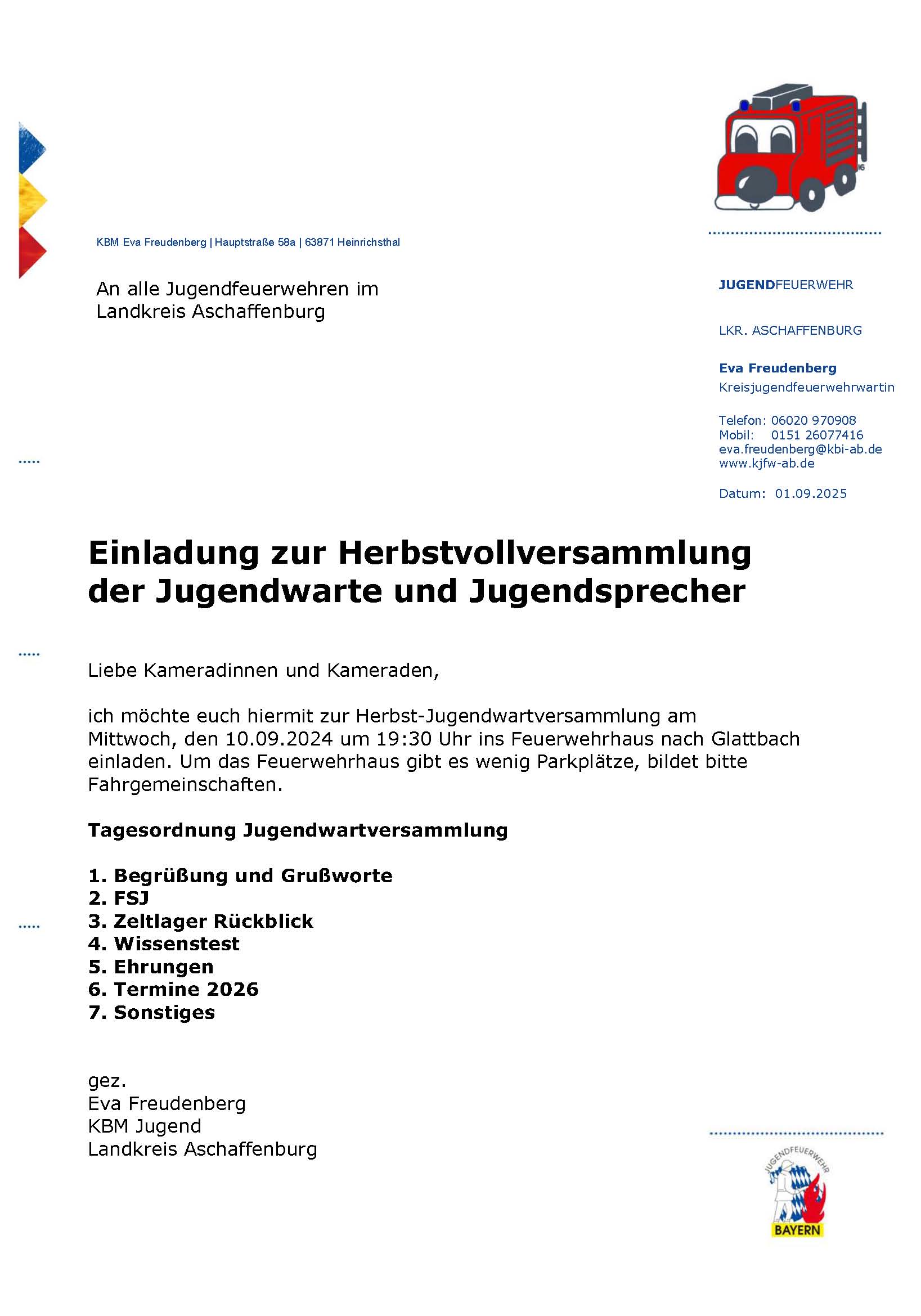 Tagesordnung Jugendwartsitzung 20250910