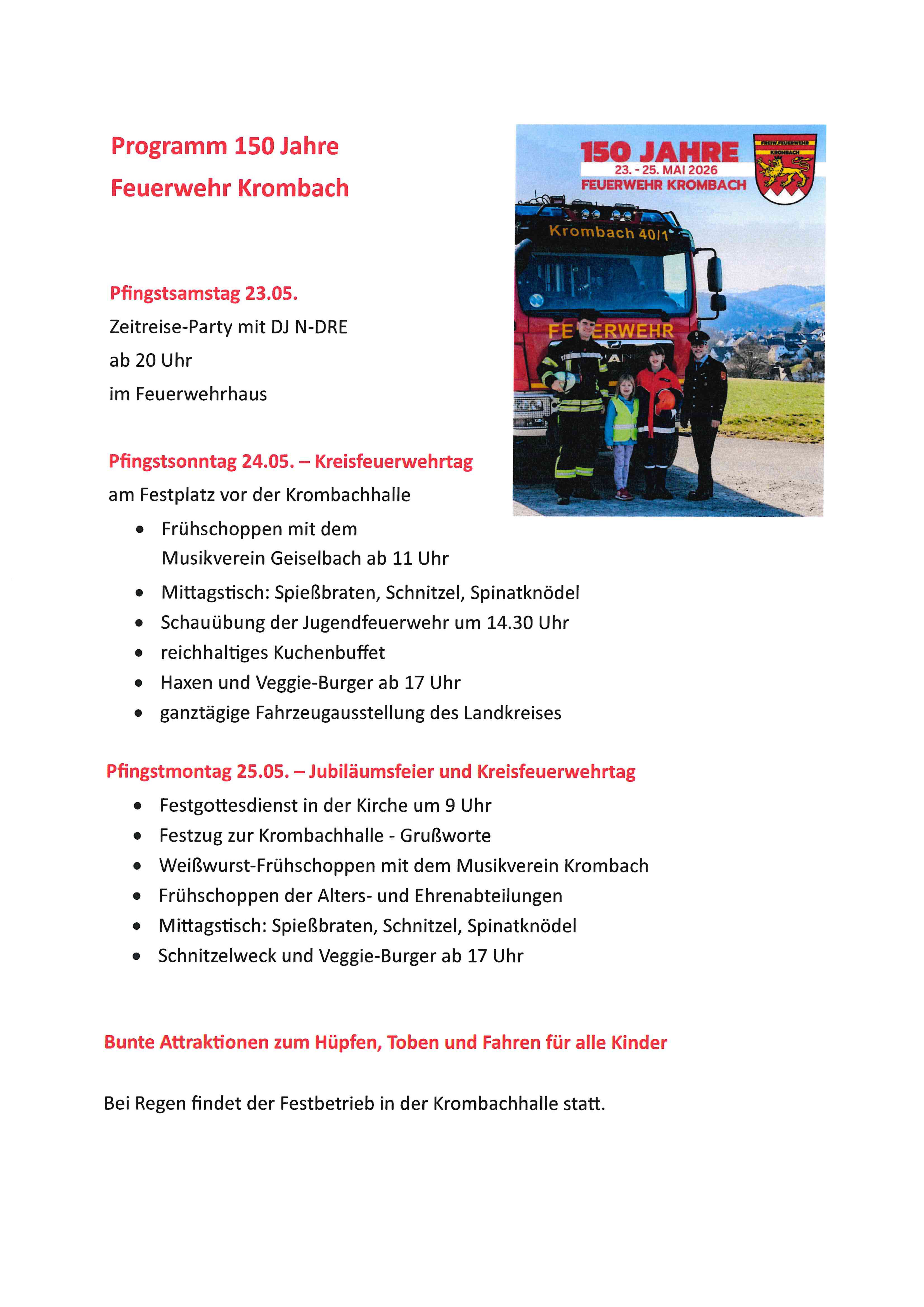 150 Jahre FF Krombach Einladung Feuerwehren Seite 2