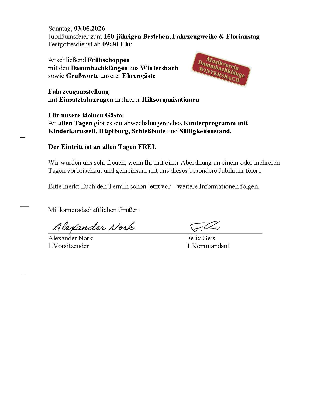 Einladung 150 Jahre FF Heimbuchenthal Seite 2