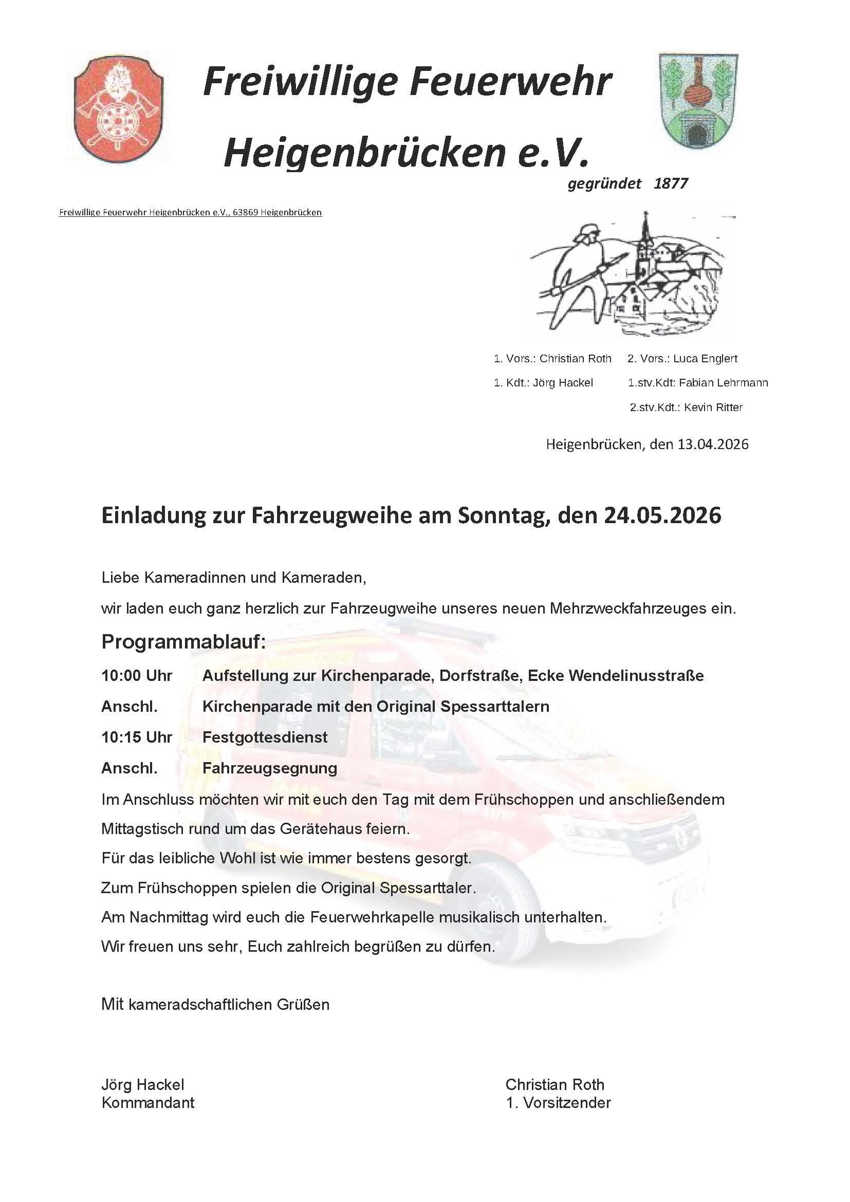 Heigenbrücken Fahrzeugweihe 2026