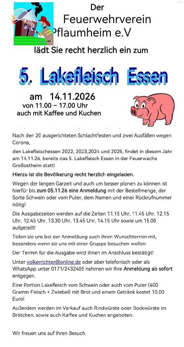 Lakefleisch Pflaumheim 2026