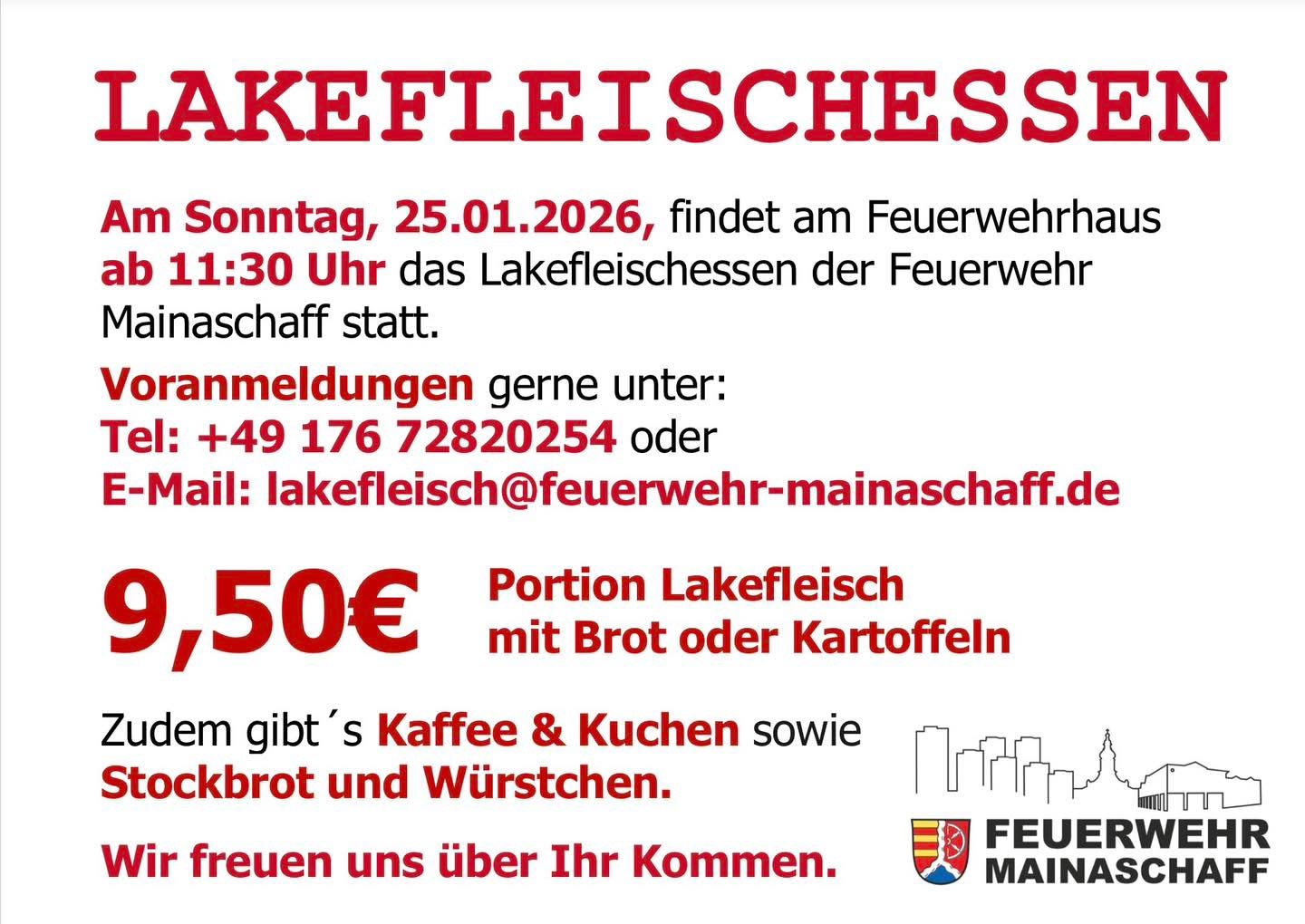 Lakefleischessen der FF Mainaschaff 2026