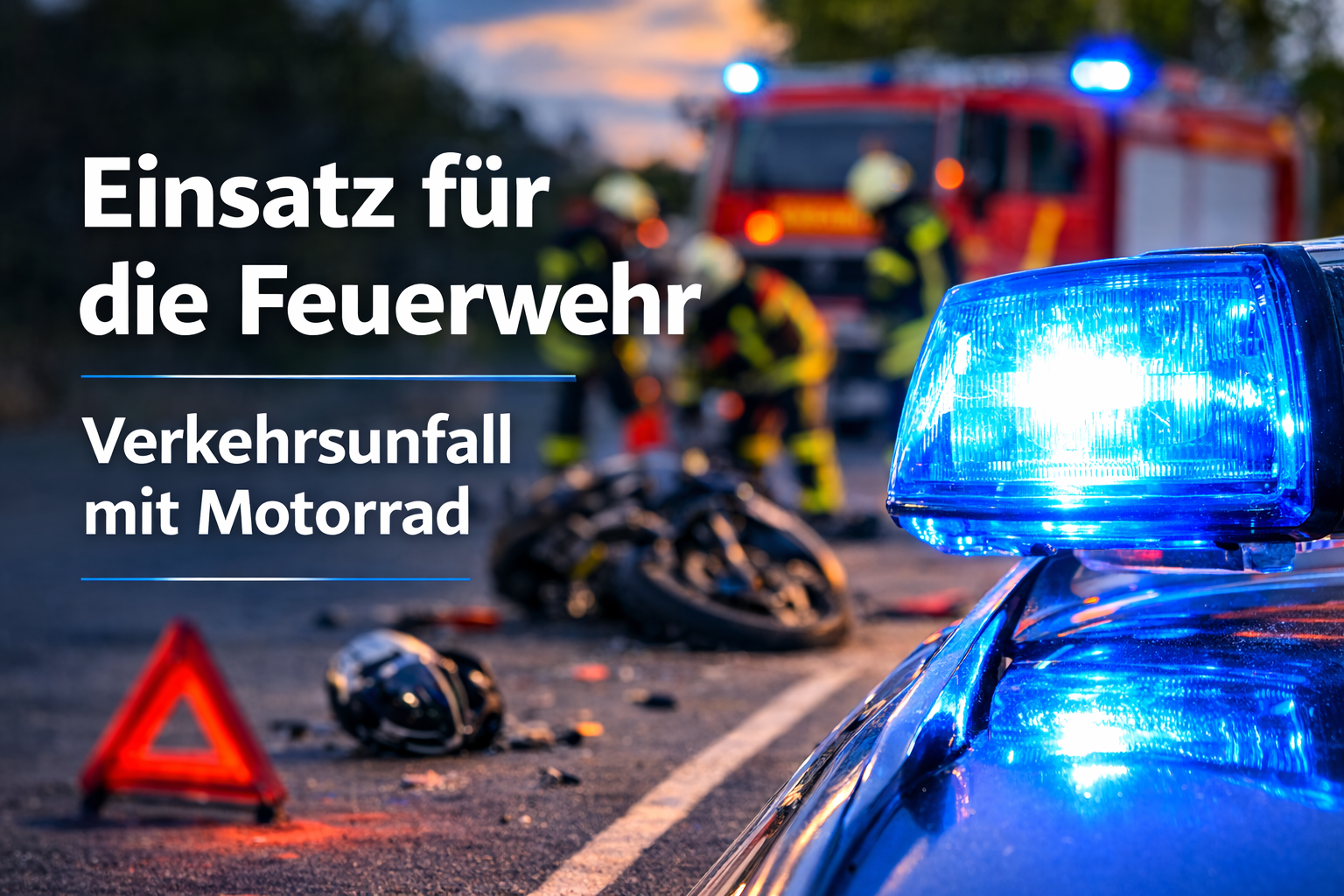 Verkehrsunfall mit Motorrad Dämmerung